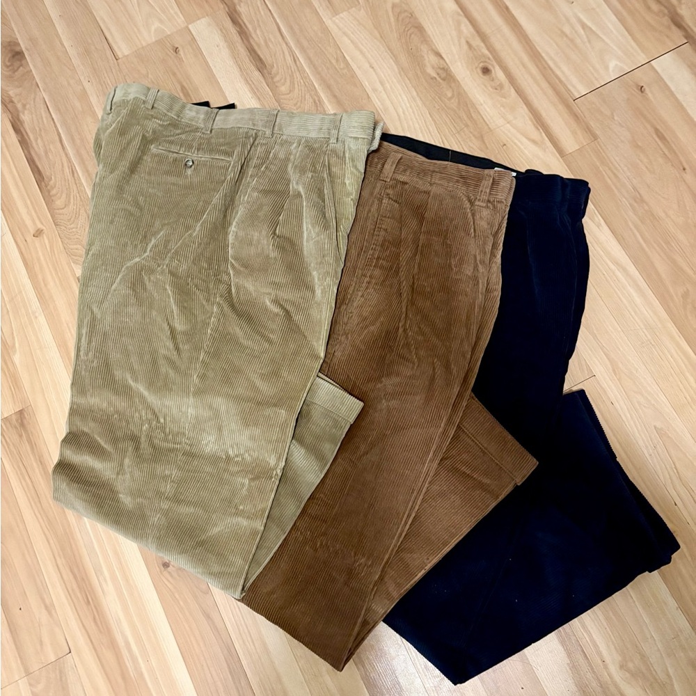 Men's Corduroy Pants - Khaki, Brown & Navy